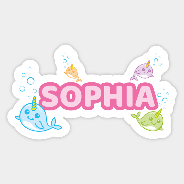 Personalised 'Sophia' Narwhal (Sea Unicorn) Design Sticker by LTFRstudio